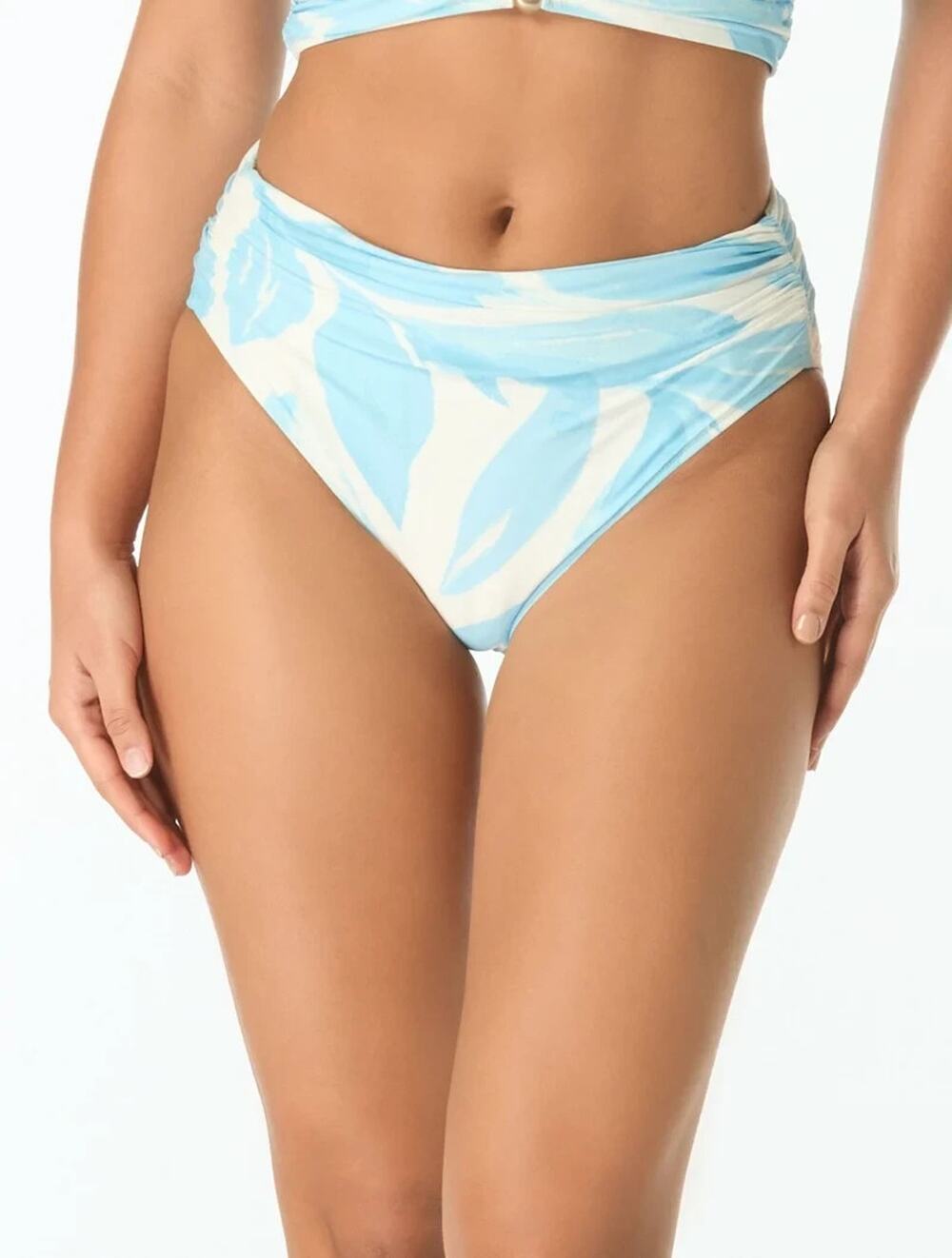 Carmen Marc Valvo High Cut Bikini Bottom Blue Size L 3168